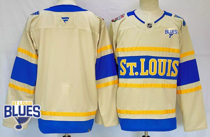 Men St.Louis Blues Blank Cream Fanatics 2025 NHL Jersey style 2